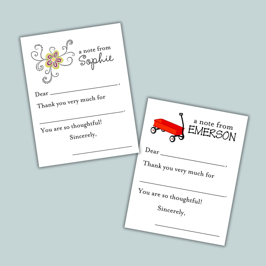 Kids: Personalized Fill-in-the-Blank Thank You Note Cards - The Note House
