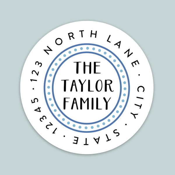 A circular stamp-like design with the text "The Taylor Family" prominently displayed in the center.