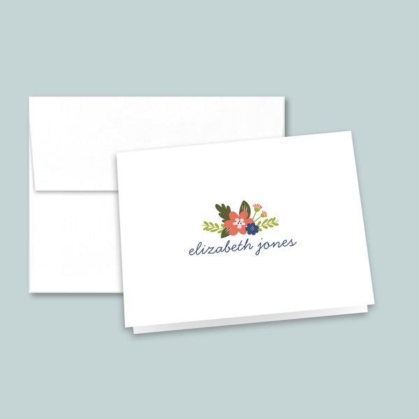 Floral Bouquet - Personalized Folded Note Card - The Note House