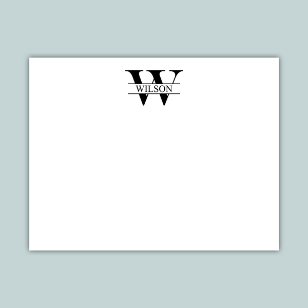 Split Monogram - Personalized Flat Note Card - The Note House
