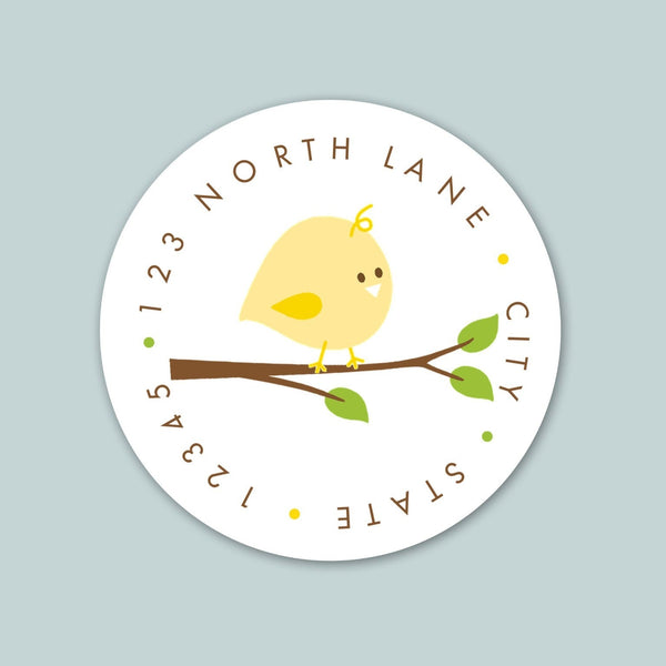 Baby Bird - Round Address Label - The Note House