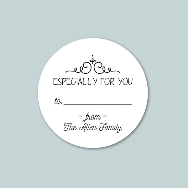 Elegant Swirl - Personalized Round Gift Sticker - The Note House