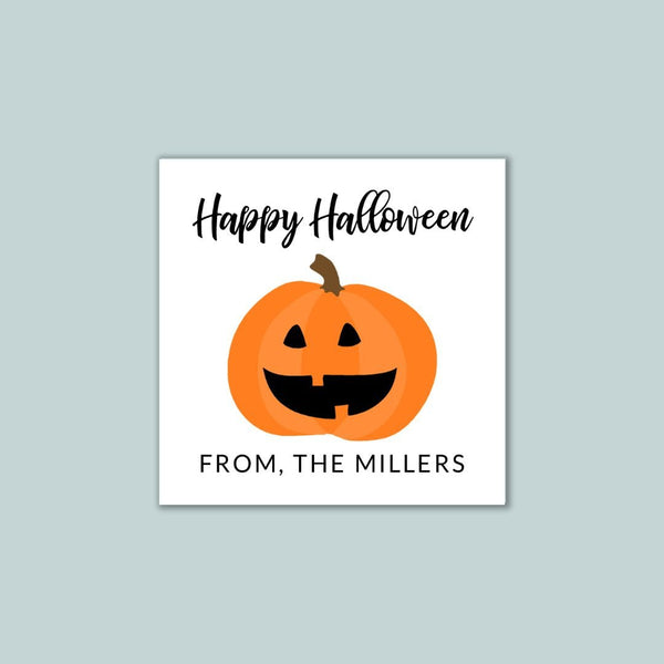 Halloween Pumpkin - Personalized Square Gift Sticker - The Note House