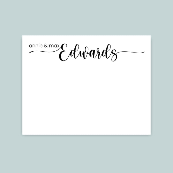 Newlywed Calligraphy Script - Personalized Flat Note Card - The Note House