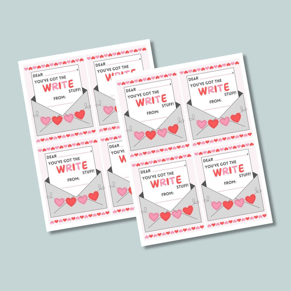 Pencil - Classroom Valentine's Day Cards - Printable Instant Download - The Note House