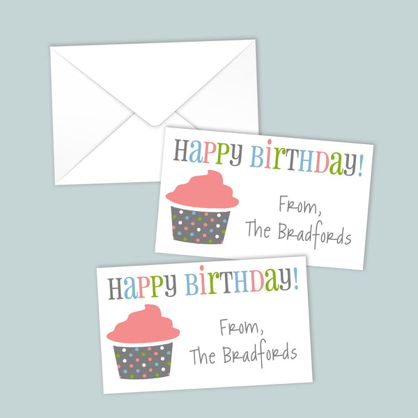 Polka Dot Birthday Cupcake - Personalized Gift Enclosure - The Note House
