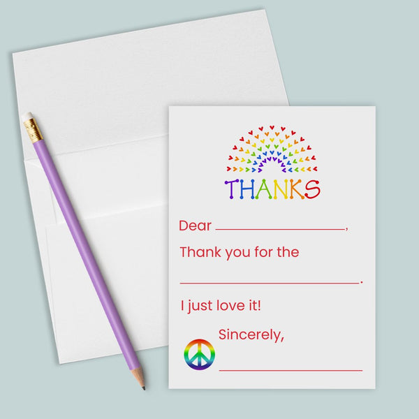 Rainbow Peace - Fill-in-the-Blank Thank You Cards - The Note House