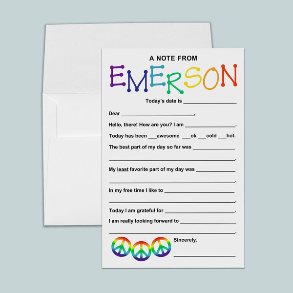 Rainbow Peace Sign - Personalized Fill-in Letter Template - The Note House