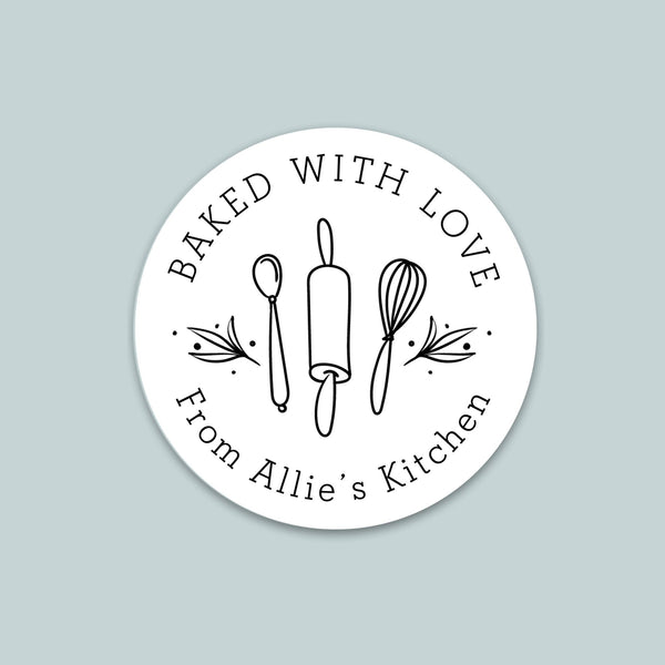 Simple Lines - Personalized Round Baking Gift Sticker - The Note House