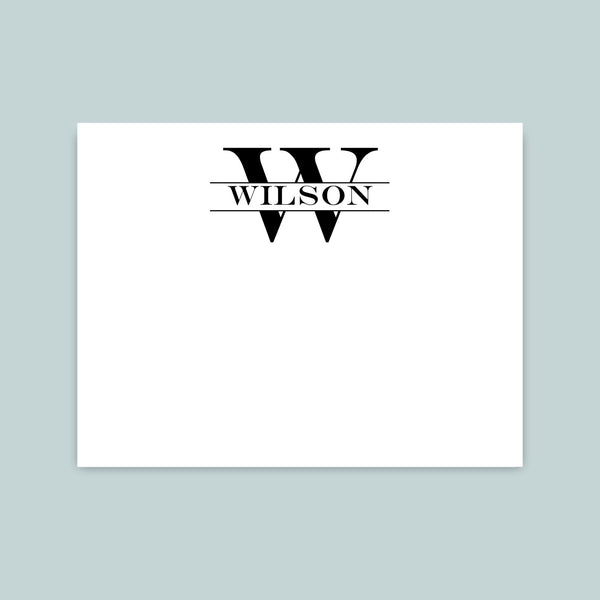 Split Monogram - Personalized Flat Note Card - The Note House