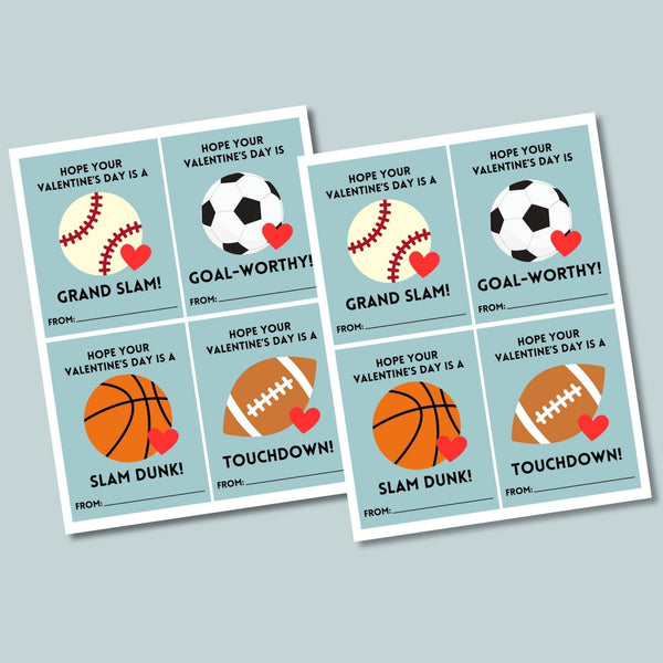 Sports - Classroom Valentine's Day Cards - Printable Instant Download - The Note House