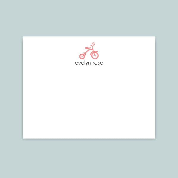 Tricycle - Personalized Flat Note Card - The Note House