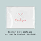 A set of pre-packaged greeting cards with a simple design and text that says 