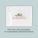 The image is a set of pre-packaged greeting cards, each set in a resealable cellophane sleeve.