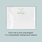 A white rectangular card with a green 