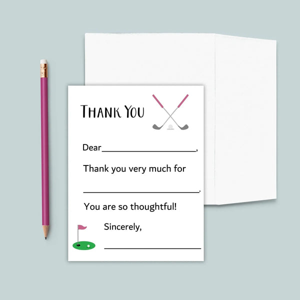 Golf (Pink) - Fill-in Thank You Notes - The Note House