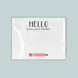 A white square with the text 