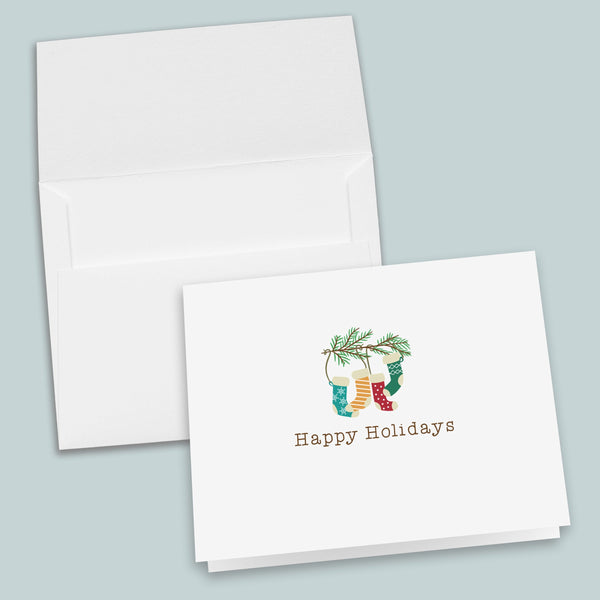 Holidays Stockings on Branch Folded Note Cards - Pack of 6