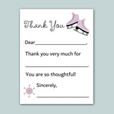 The image is a white card with a pair of pink ice skates on top, and it contains a message of gratitude.