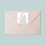 A light pink envelope with a white label that reads 