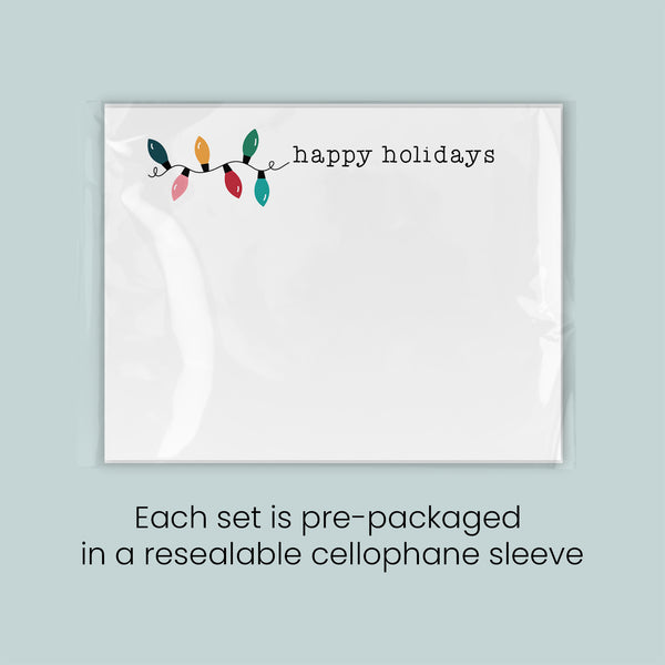 The image is a set of pre-packaged greeting cards, each set in a reelsaleable cellophane sleeve.