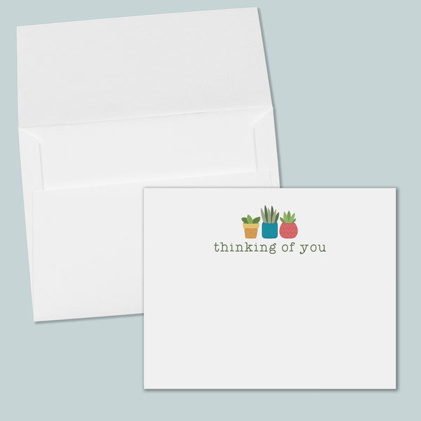 Houseplant Flat Note Cards for Plant Lovers - Pack of 8