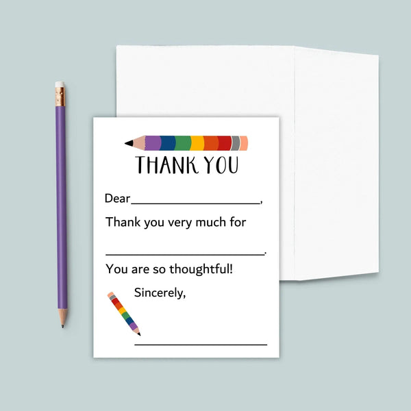 Rainbow Pencil - Fill-in Thank You Notes - The Note House