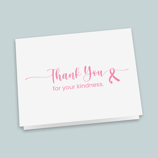 Pink Awareness Ribbon Folded Note Cards - Pack of 6
