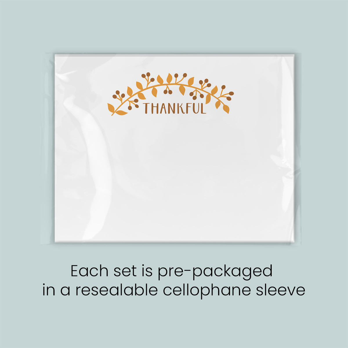 Thankful Thanksgiving Flat Note Cards - Pack of 8