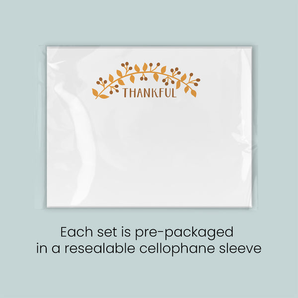 Thankful Thanksgiving Flat Note Cards - Pack of 8