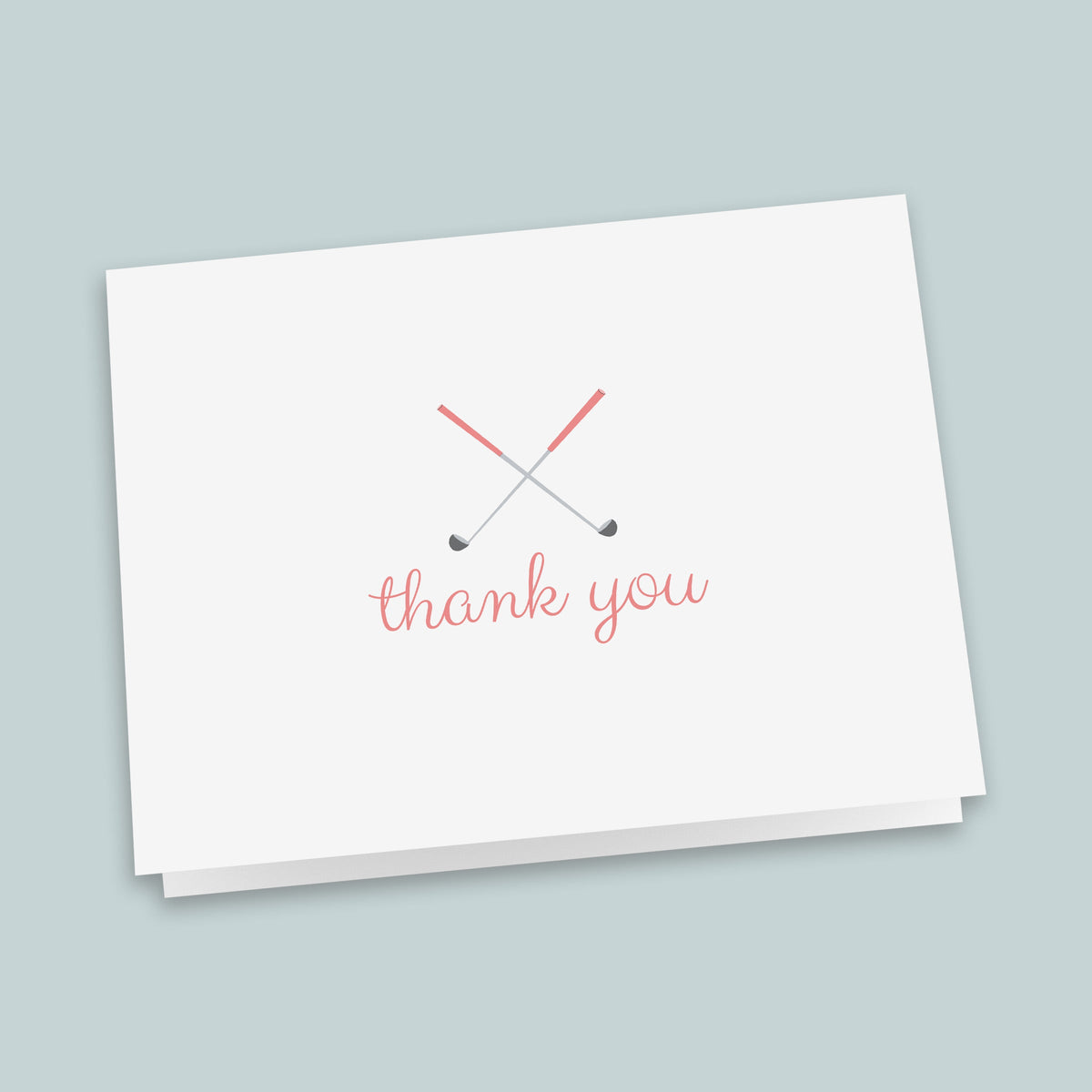 Golf Thank You Folded Note Cards, Pink - Pack of 6