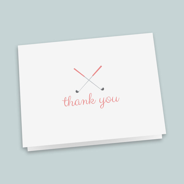 Golf Thank You Folded Note Cards, Pink - Pack of 6
