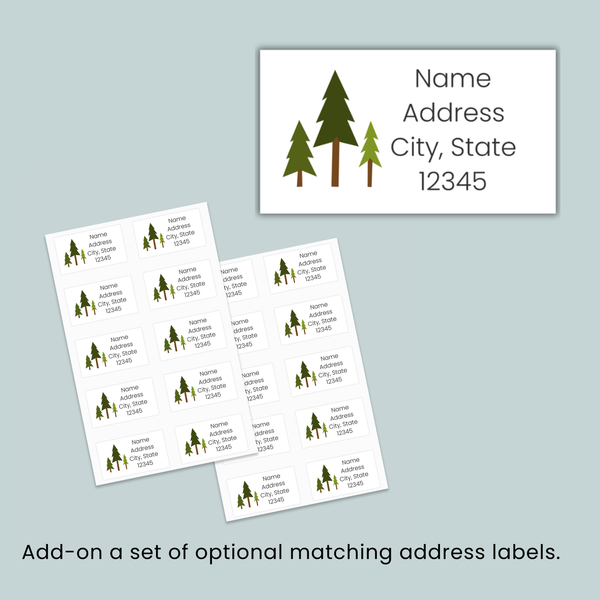 a set of address labels and a name address card, with instructions to add on a set of optional matching address labels.