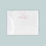 A white card with a red 