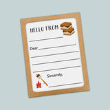 The image is a greeting card with a brown frame and a white background. The card has a message that reads 