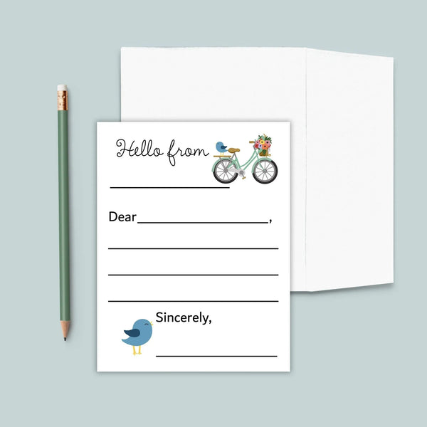 Bike and Bird - Lined Note Cards - The Note House