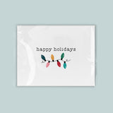 A white rectangular card with the text 