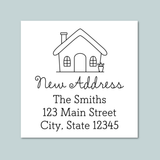a simple line drawing of a house and the text 