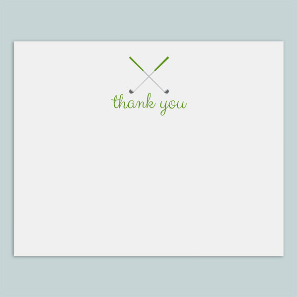 Golf Thank You Flat Note Cards, Green - Pack of 8