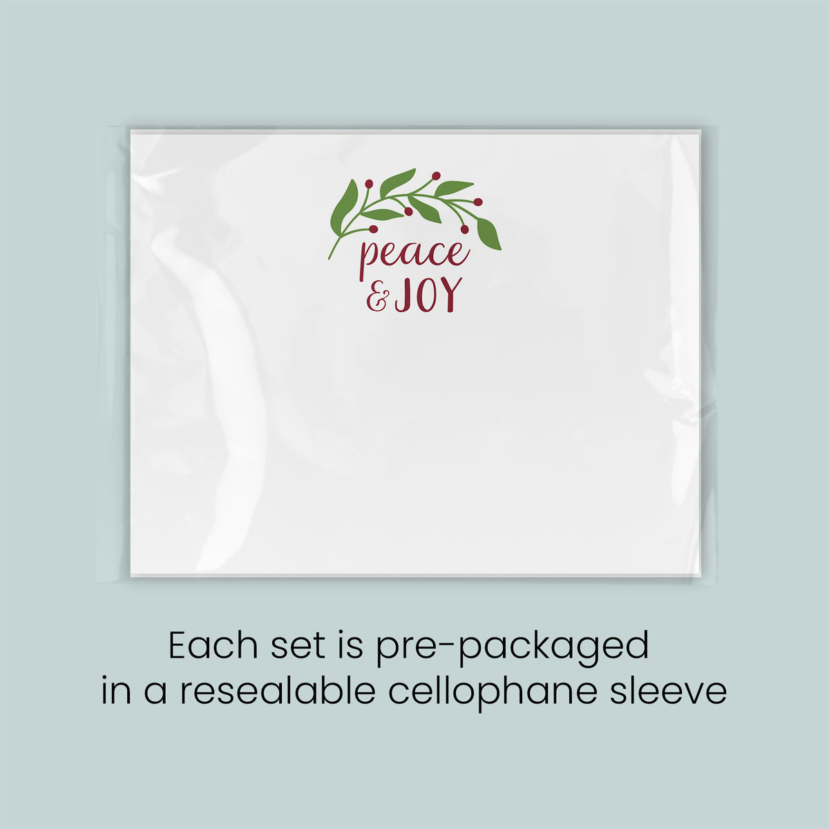 Leaves and Berries Seasonal Flat Note Cards - Pack of 8
