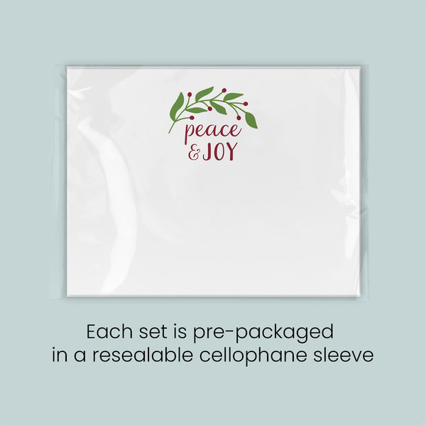 Leaves and Berries Seasonal Flat Note Cards - Pack of 8