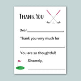 The image is a white card with a golf-themed design, including a golf club and a flag on the green. The card has a message expressing gratitude, and it is not a collage of multiple images. The text on the card is as follows: 