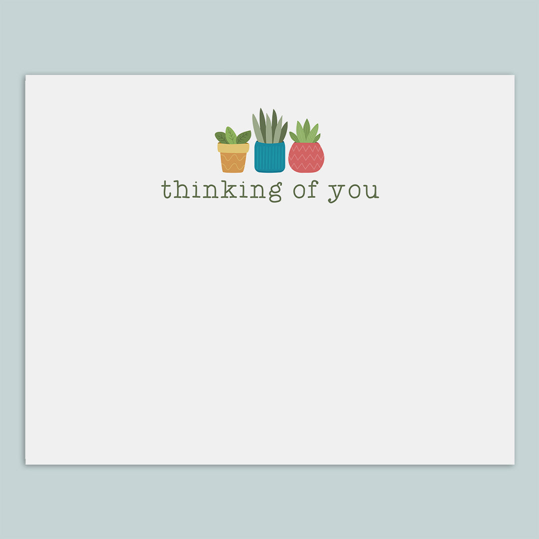 Houseplant Flat Note Cards for Plant Lovers - Pack of 8