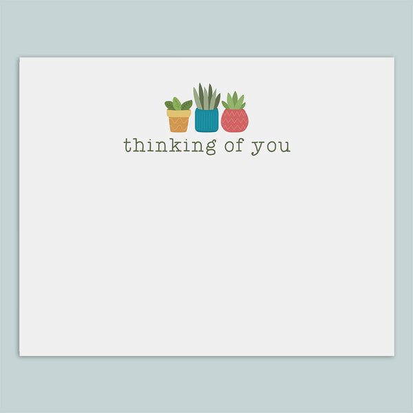 Houseplant Flat Note Cards for Plant Lovers - Pack of 8
