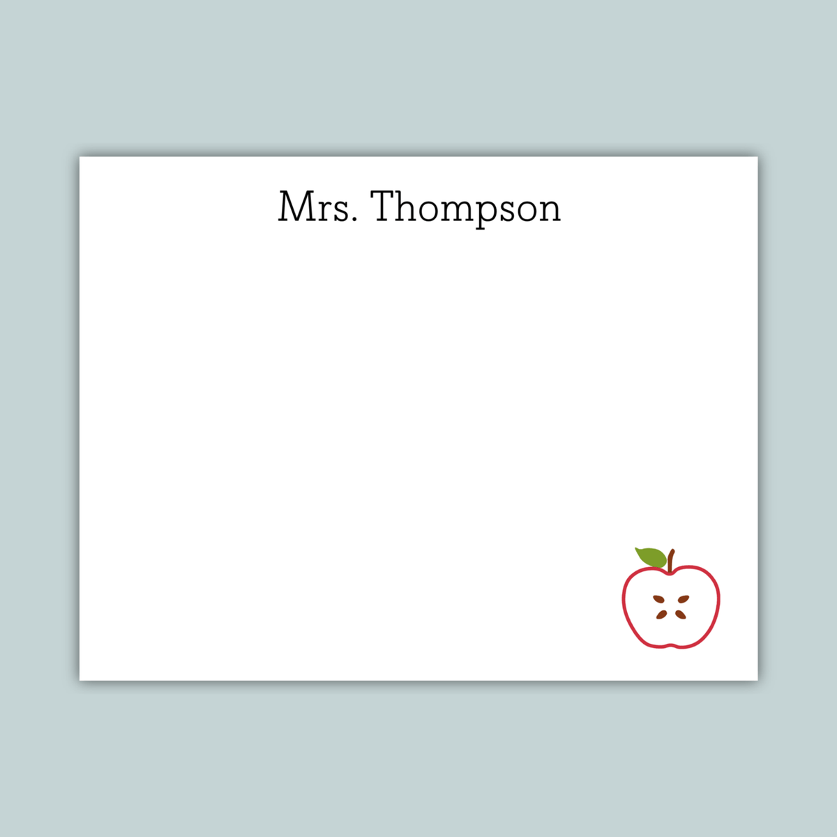 Apple Slice - Personalized Flat Note Card - The Note House