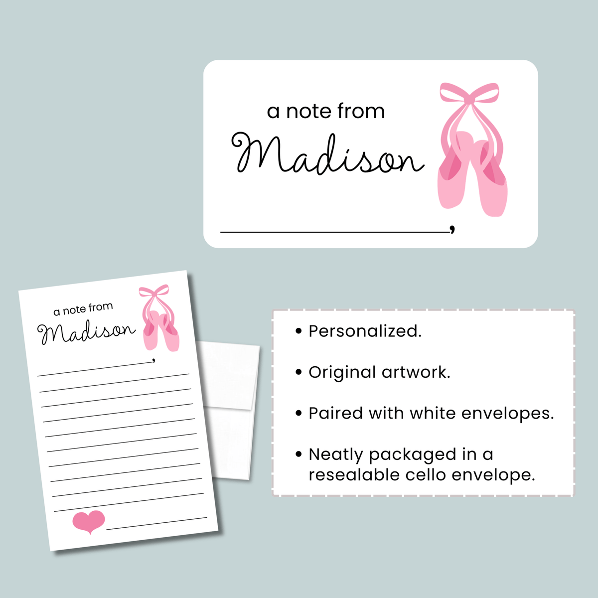 Ballerina - Personalized Lined Letter Template - The Note House