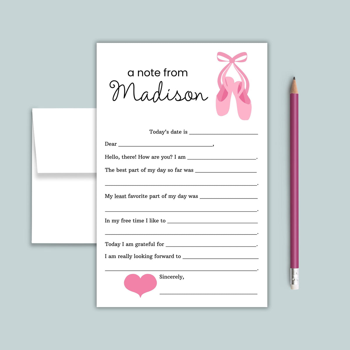 Ballet - Personalized Fill - in Letter Template - The Note House