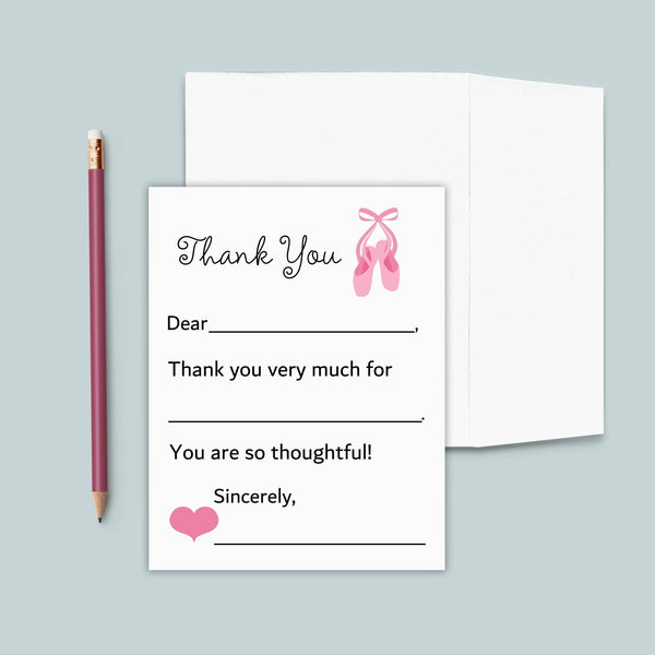 Ballet - Personalized Fill - in - the - Blank Thank You Cards - The Note House