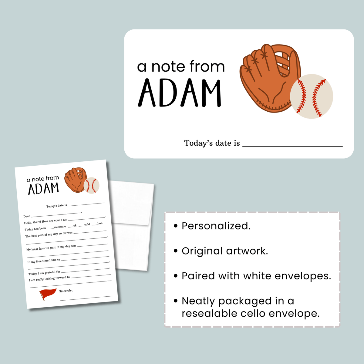 Baseball and Softball - Personalized Fill - in Letter Template - The Note House