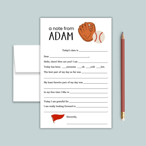 Baseball and Softball - Personalized Fill - in Letter Template - The Note House